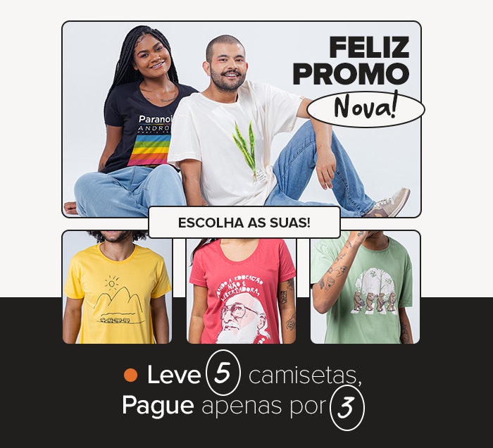 Leve 5 Camisetas e Pague 3