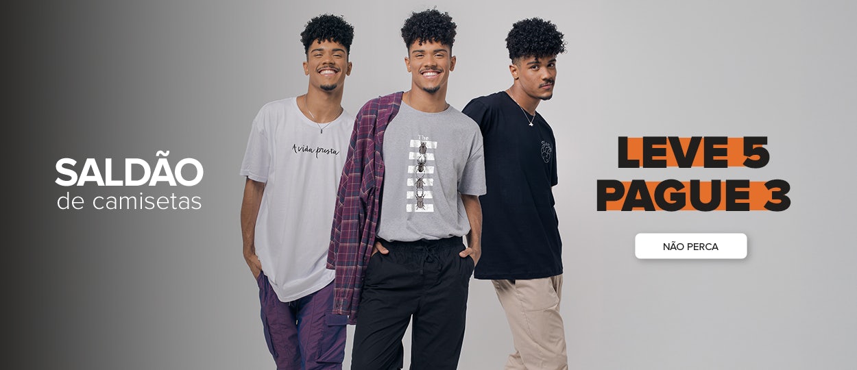 Leve 5 Camisetas e Pague 3