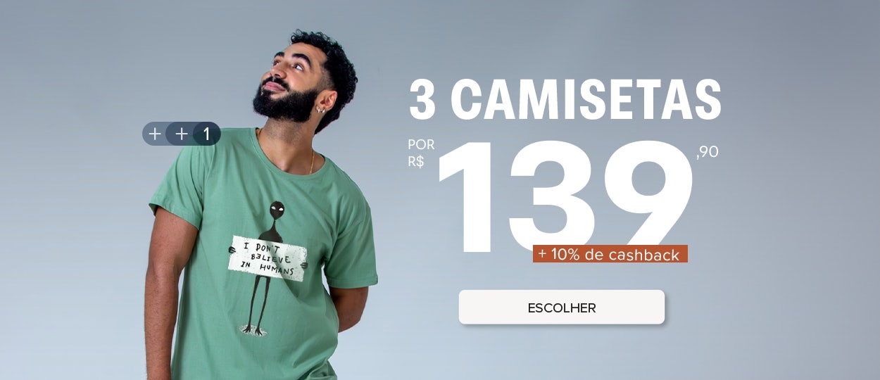 3 camisetas por R$ 139,90