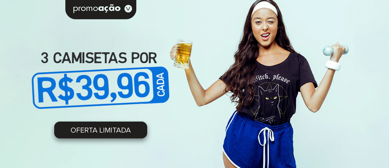 3 camisetas por R$ 39,96 cada