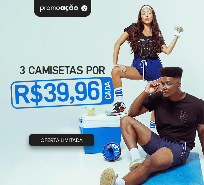 3 camisetas por R$ 39,96 cada
