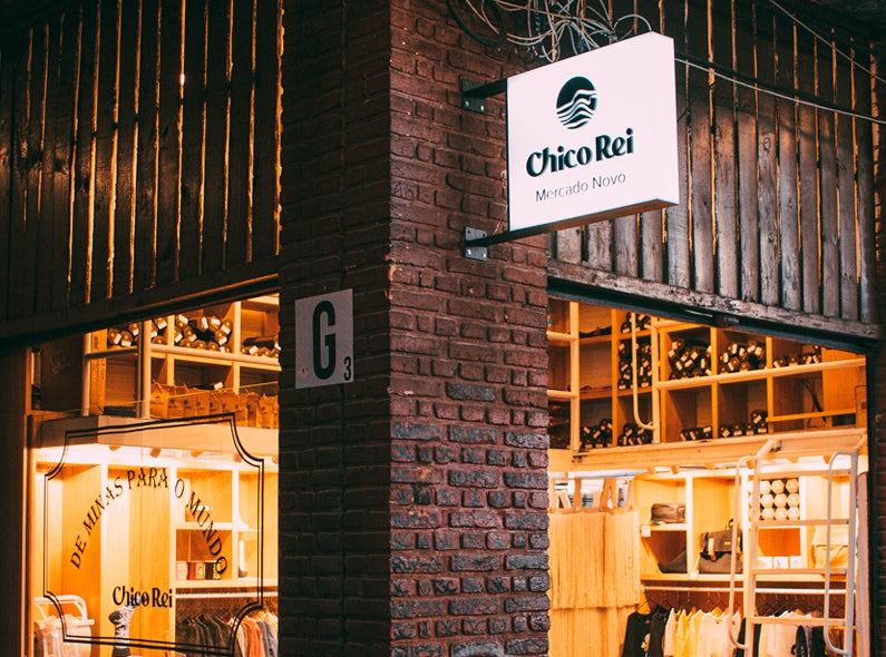 Fachada da loja física da Chico Rei no Mercado Novo na cidade de Belo Horizonte Minas Gerais